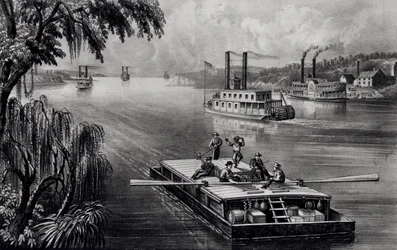 バウンドダウンザリバー、パブ。 Currier and Ives、1870
